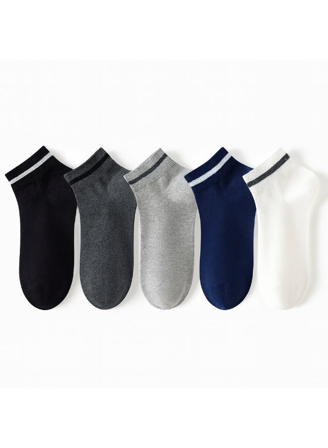 Trendora Cotton Blend Ankle Socks, Mixed Colors, Regular Size, 5 Pairs With 1 Gift, Casual Wear, Machine Washable - Image 1